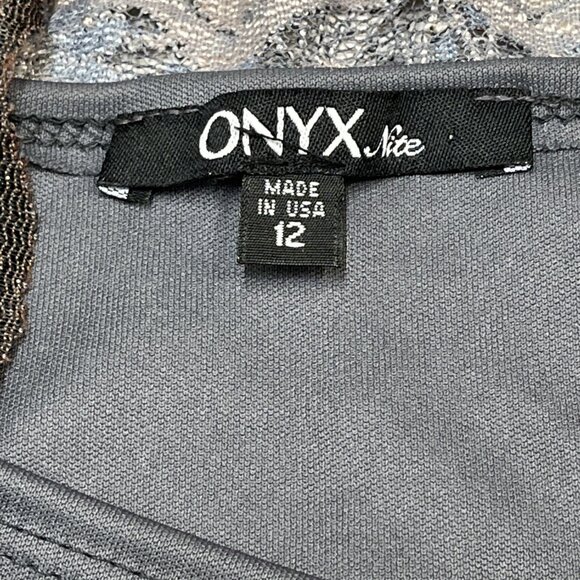 Vintage Onyx Dress Womens 12 Lace Ombre Lined Off Shoulder‎ Bodycon Midi Y2K 90s - Picture 6 of 9